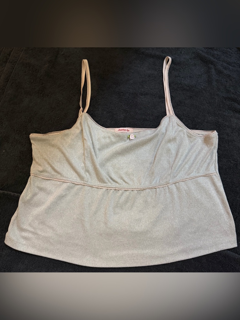 Sweetheart Grey with Pale Pink Lace-Trim Camisole